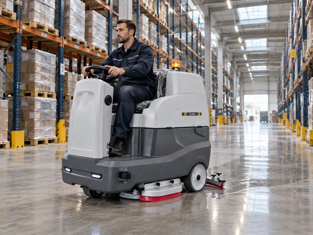 ride on floor scrubber for warehouse