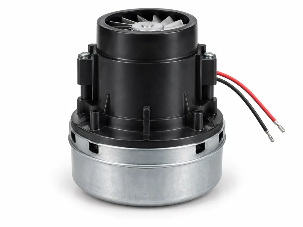 Floor scrubber vacuum motor with electrical wires